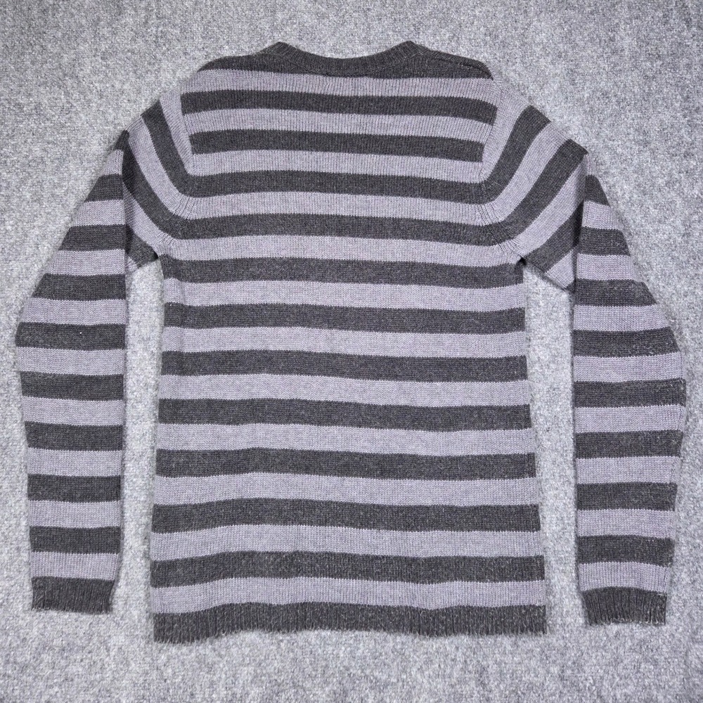 Patagonia Sweater Mens Small Gray Striped Lambswool Blend Crewneck Pullover - Picture 3 of 8